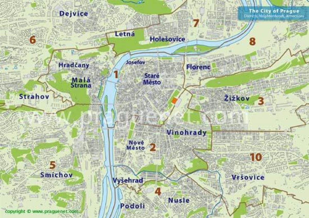 Mapa do distrito de Praga