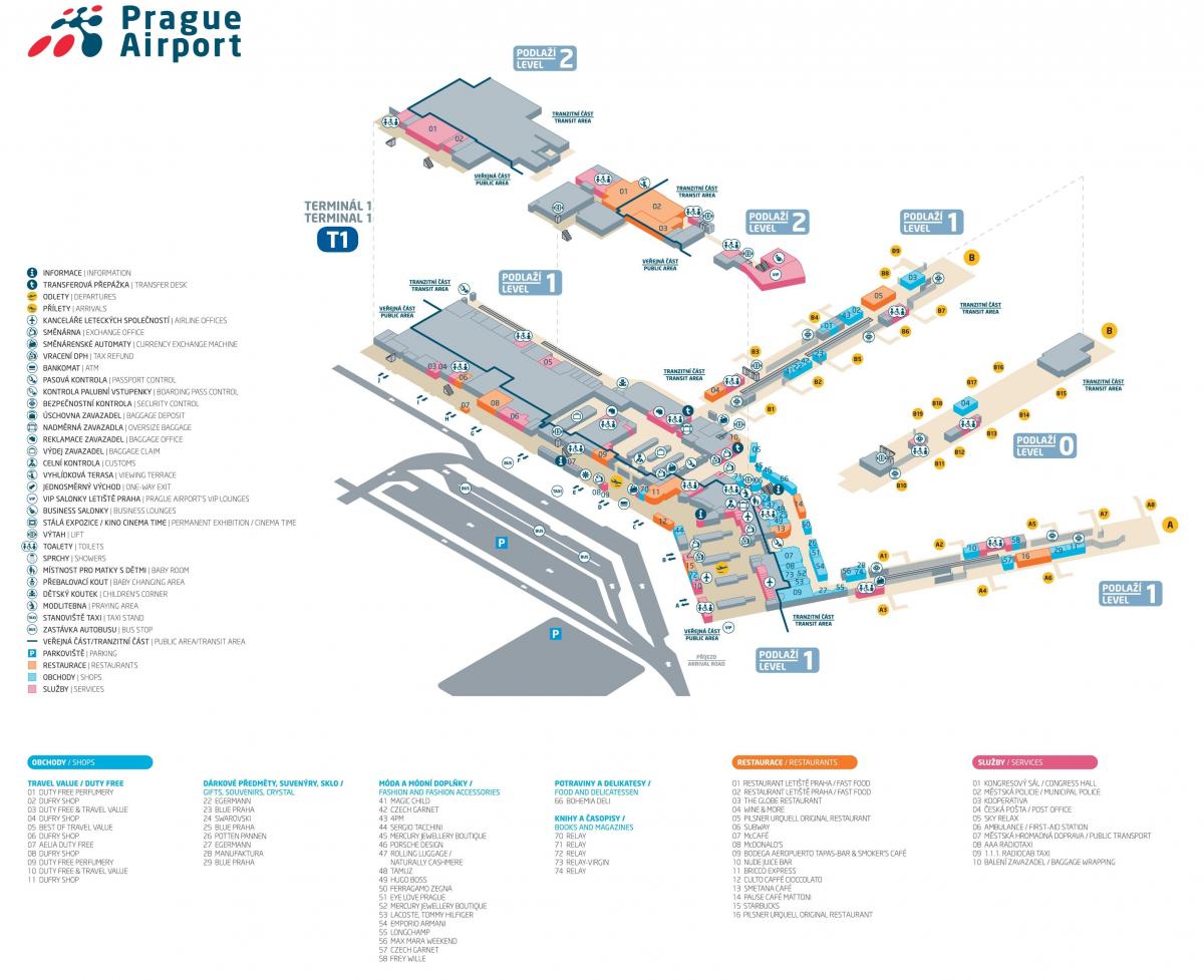 Mapa do terminal do aeroporto de Praga