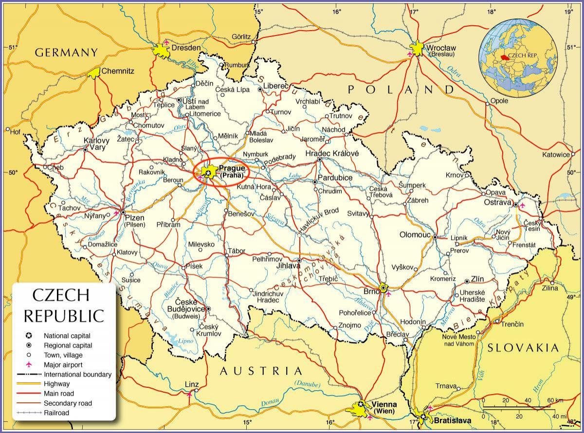 Praga no mapa da República Checa